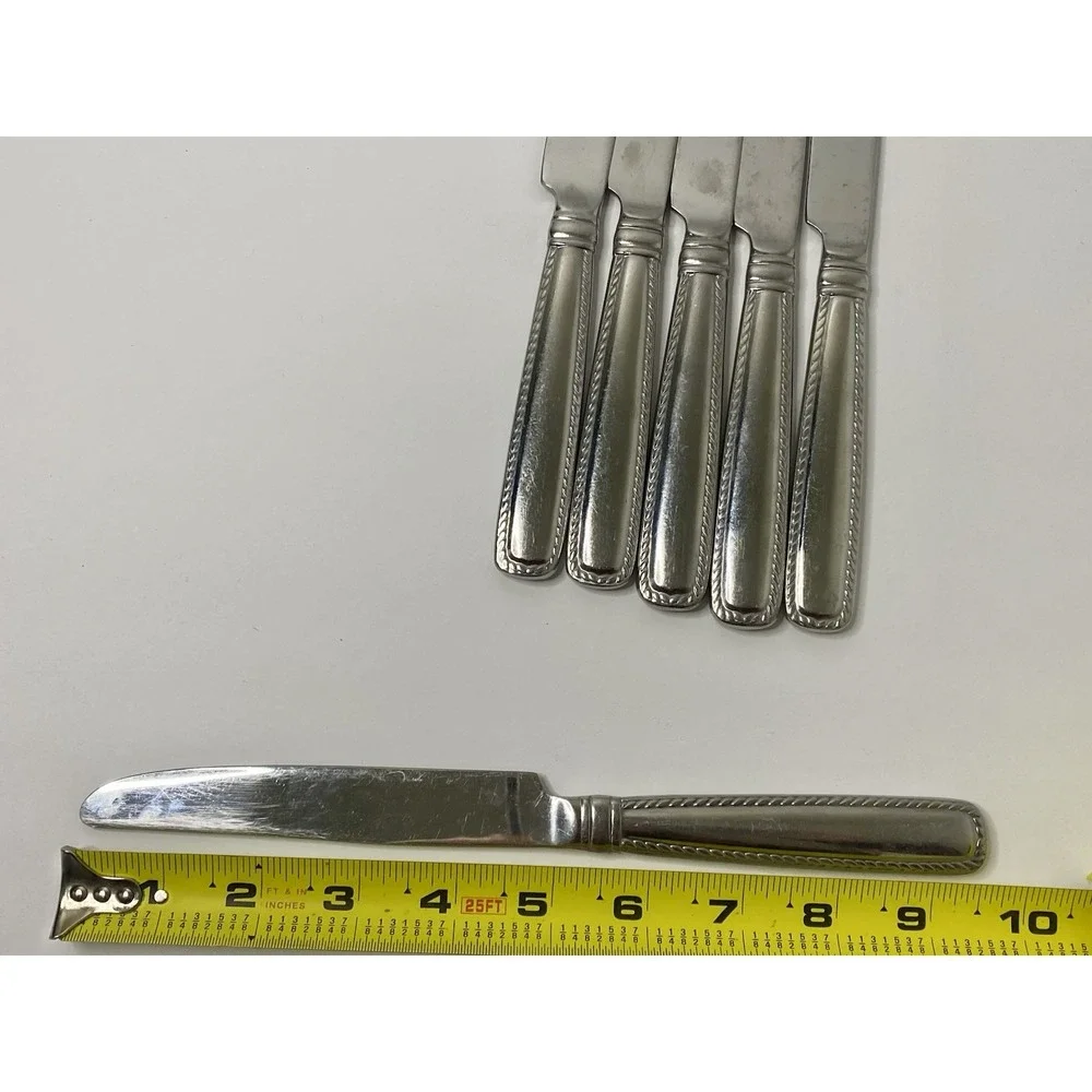 Reed & Barton BARRETT Rope Feathered Edge Glossy Dinner Knives 9 3/4